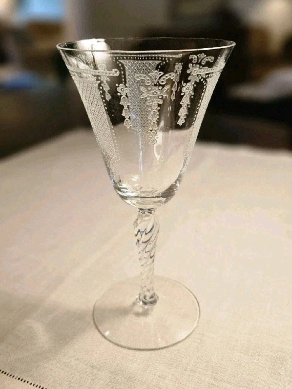 Vintage Fostoria Clear #266 Virginia Etched Footed Tumbler Glass 1920s